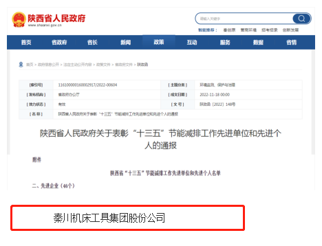 必发指数入口集团荣获陕西省“十三五” 节能减排工作先进企业